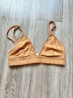Johnathan Simkhai Rikki Rib Triangle Bralette Top in Golden Yellow Size XS